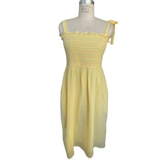 ModCloth Pale Yellow Smocked Sundress Size Large - Picture 1 of 6